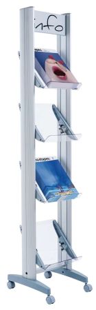 Présentoir mobile aluminium - 4 x A4