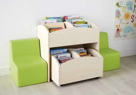 Ensemble bac à livres haut + bac bas - 2 cases