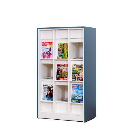 Meuble à périodiques 9 cases Everna™ - bleu brume