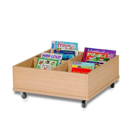 Bac à albums Everna™ mobile 4 cases bas - chêne vicenza/chêne vicenza