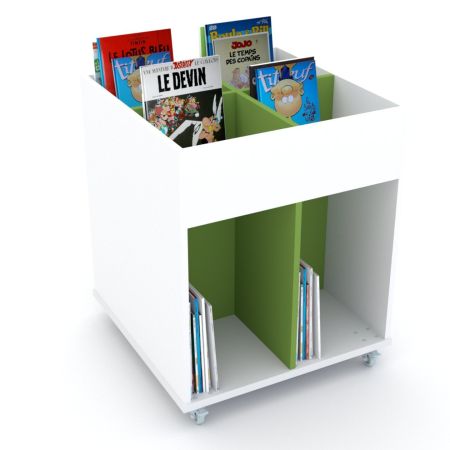 Bac à BD Everna™ Découverte 4 cases haut - blanc/vert