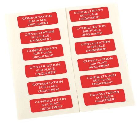 Etiquettes "consultation sur place" (lot/100)